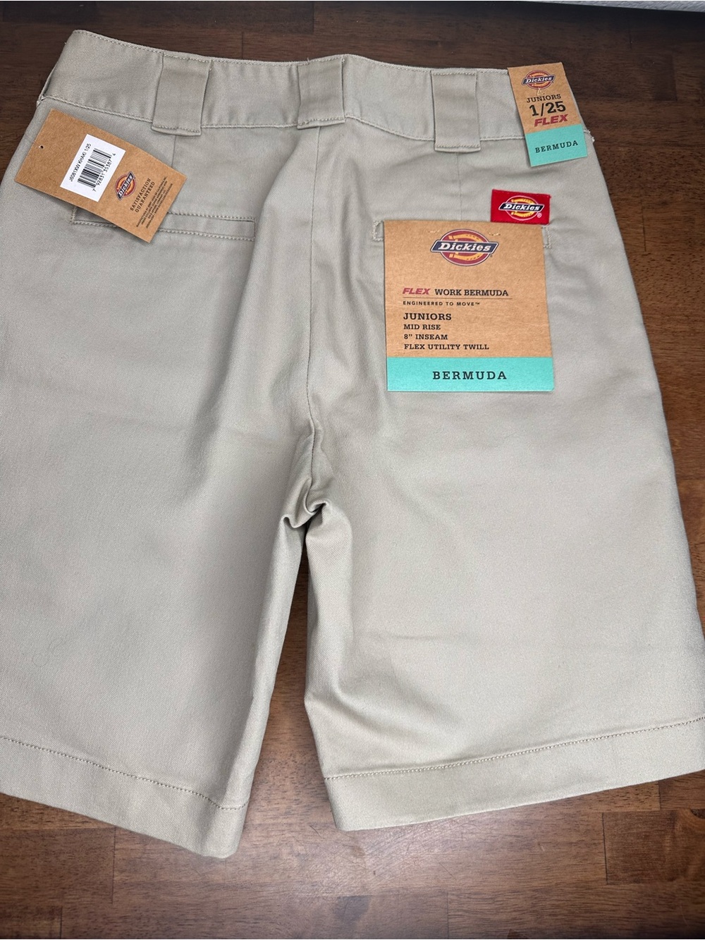 Dickies Juniors Flex Khaki Bermuda Work Shorts Size 1/25